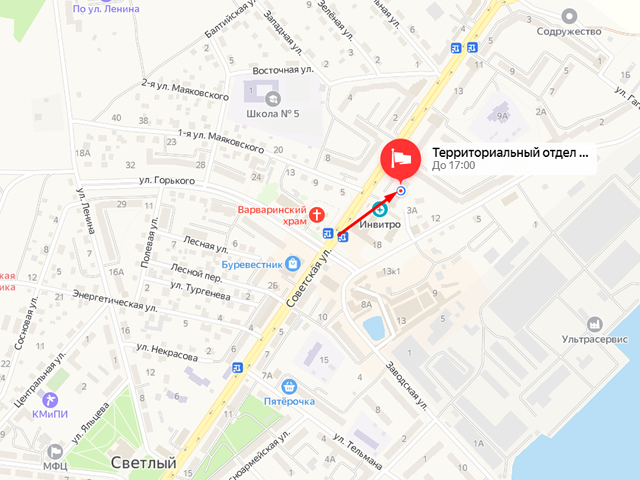 Территориальный отдел Управления Федеральной службы по надзору в сфере защиты прав потребителей и благополучия человека по Калининградской области в Зеленоградском, Светлогорском, Балтийском районах и Светловском городском округе